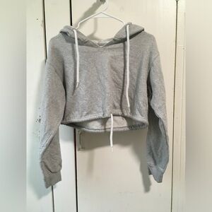 Gray Cropped Hoodie